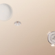 Illustration showing the moment the Schiaparelli lander was to jettison its back shell and parachute and ignite its descent engines. A preliminary analysis suggests this stage happened prematurely, likely the result of a software error. (Image: ESA/ATG Medialab)